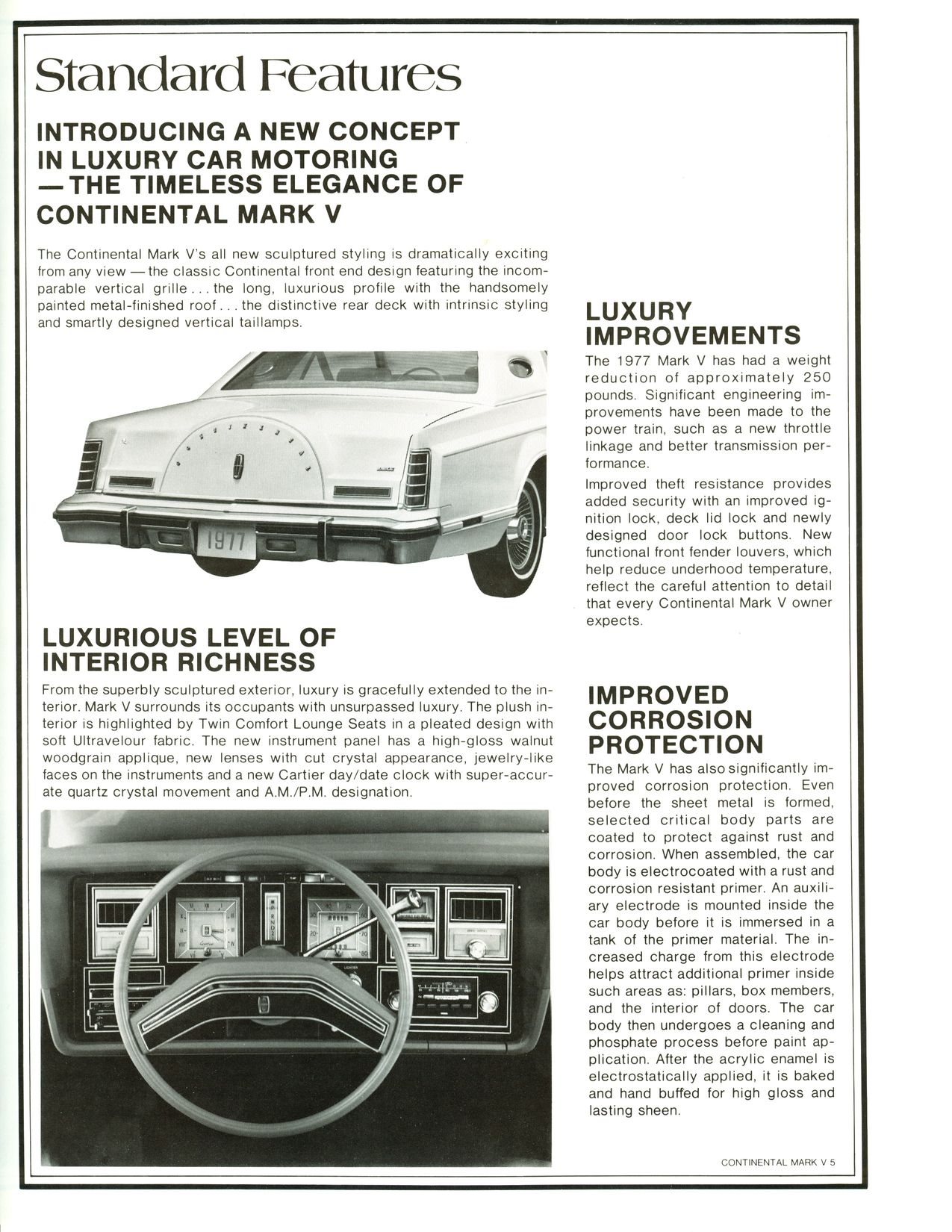 1977 Lincoln Continental Mark V Product Facts Book Page 28